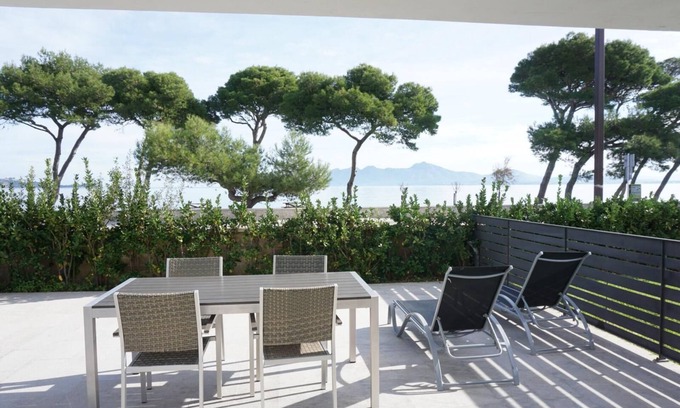 Puerto de Pollensa Apartment | Ground Floor With Stunning Sea Views And Private Terrace, Shared Pool